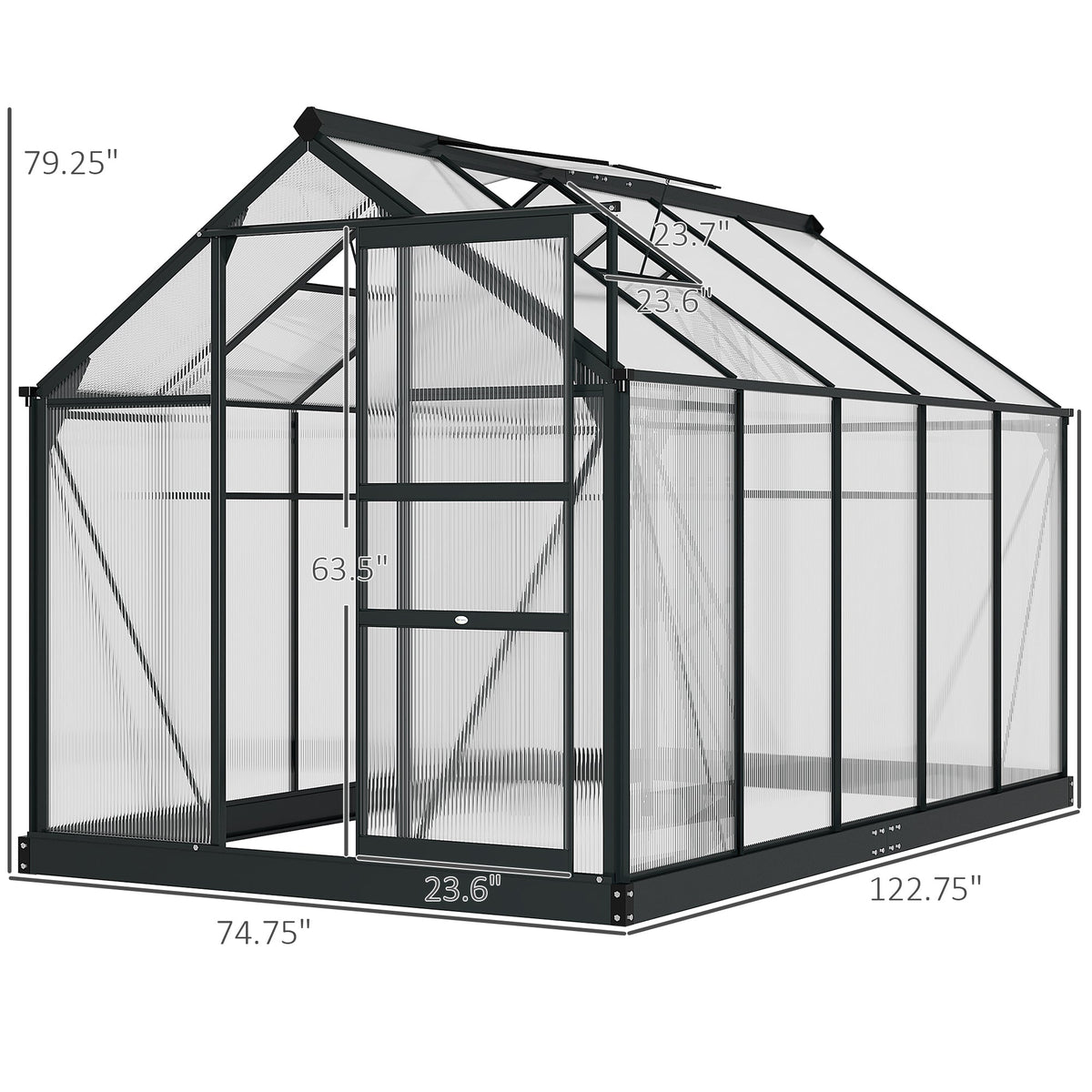 Outsunny BloomGreen 6' x 10' Greenhouse with Rain Gutter and Roof Vent Gray - 845-059V01GY