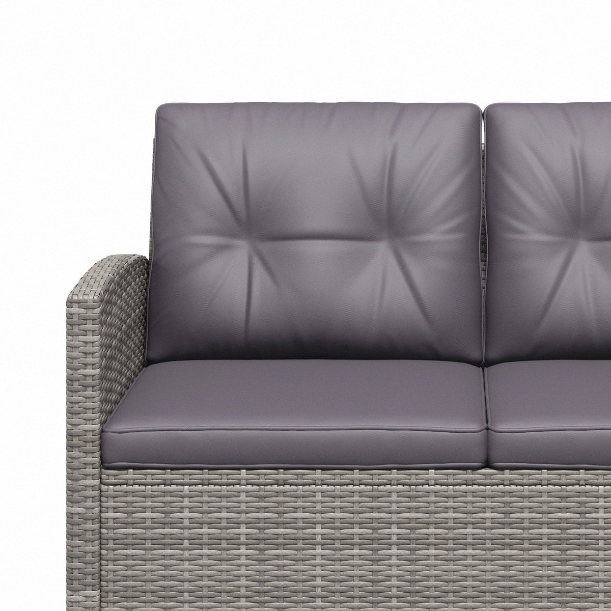 Outsunny 4-Piece PE Wicker Patio Set with Two-tier Coffee Table & Cushions, Charcoal - 860-117V01TN