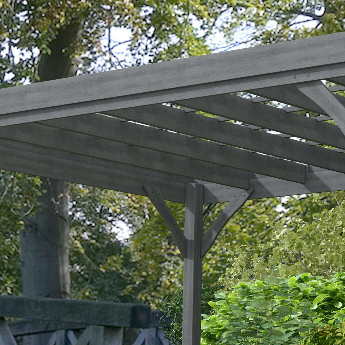 Outsunny 10' x 12' Wooden Pergola, Grape Vine Gazebo, Concrete Anchors, Garden, Patio, Backyard, Deck, Gray - 84C-416V00GY