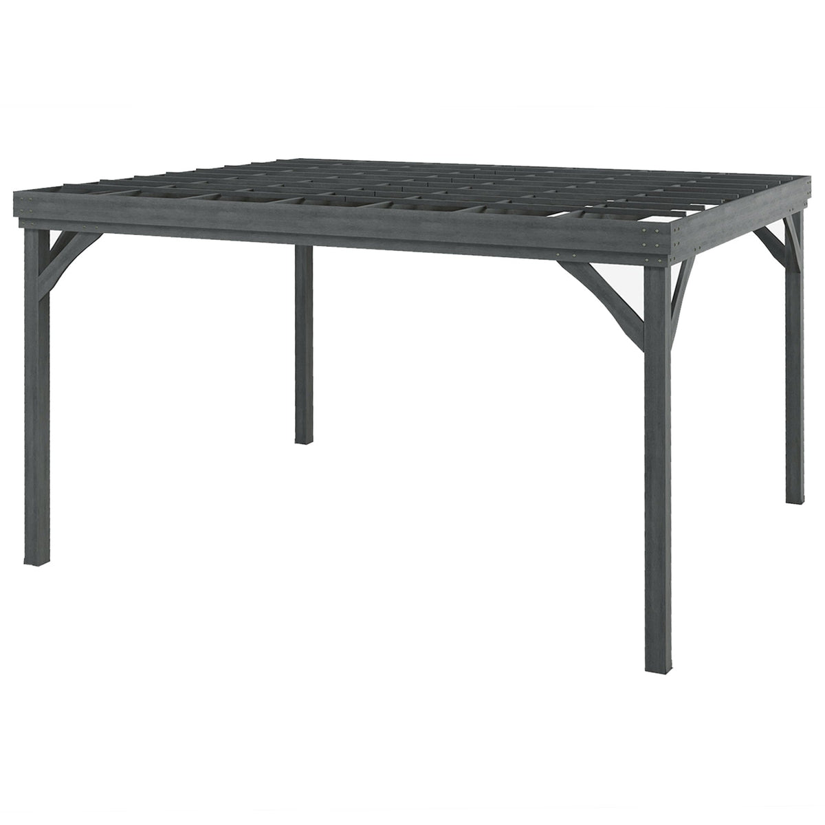 Outsunny 10' x 12' Wooden Pergola, Grape Vine Gazebo, Concrete Anchors, Garden, Patio, Backyard, Deck, Gray - 84C-416V00GY