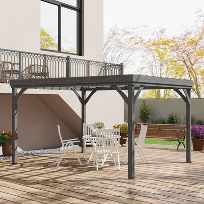 Outsunny 10' x 12' Wooden Pergola, Grape Vine Gazebo, Concrete Anchors, Garden, Patio, Backyard, Deck, Gray - 84C-416V00GY