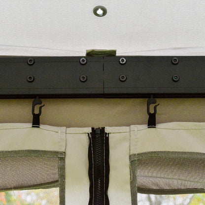 Outsunny 10' x 13' Patio Gazebo with Aluminum Frame, Double Roof, Netting & Light Gray Curtains - 84C-101