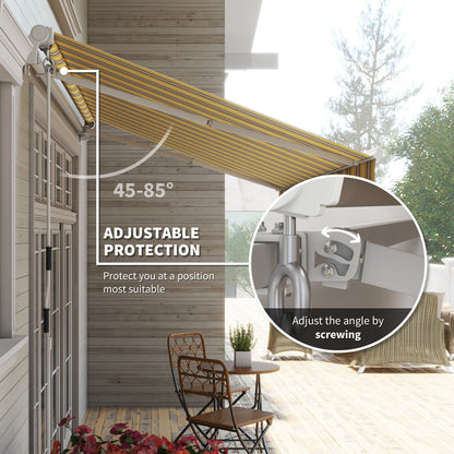 Outsunny 12' x 10' Retractable Awning with Adjustable Design, Sunshade Shelter in Yellow & Grey - 840-207YL