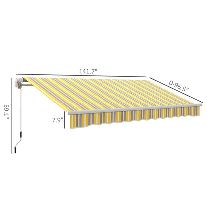 Outsunny 12' x 10' Retractable Awning with Adjustable Design, Sunshade Shelter in Yellow & Grey - 840-207YL