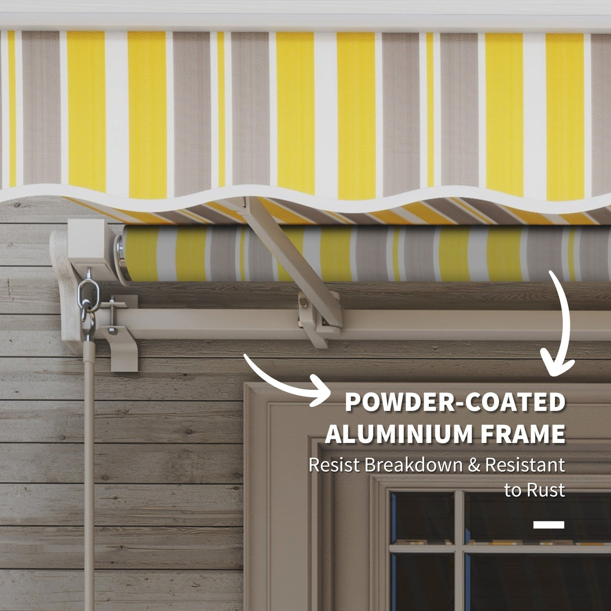 Outsunny 12' x 10' Retractable Awning with Adjustable Design, Sunshade Shelter in Yellow & Grey - 840-207YL