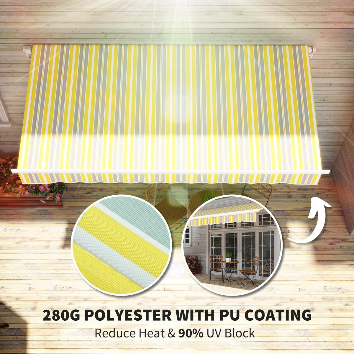 Outsunny 12' x 10' Retractable Awning with Adjustable Design, Sunshade Shelter in Yellow & Grey - 840-207YL