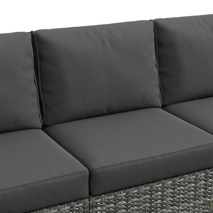Outsunny 5 Piece Patio Furniture Set with Sofa, Loveseat, Storage Table, Cushions, Dark Gray - 860-309V00GG