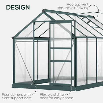 Outsunny BloomGreen 6' x 10' Greenhouse with Rain Gutter and Roof Vent Dark Green - 845-059V01