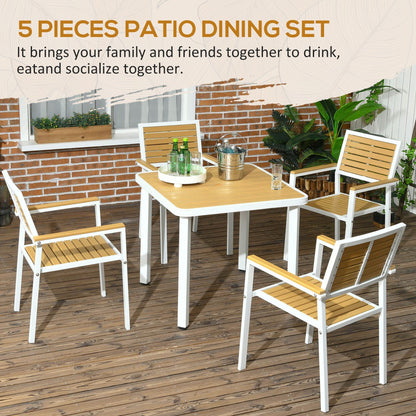 Outsunny 5 Piece Aluminum Frame Patio Dining Set for 4 with Umbrella Hole, Yellow - 84G-348V00YL