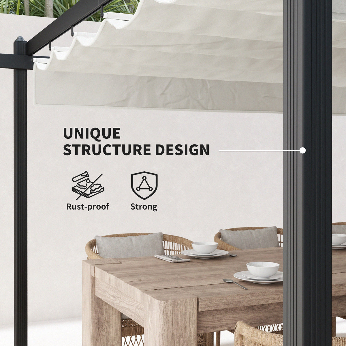 Outsunny 13' x 13' Aluminum Retractable Pergola Canopy, for Garden Patio Backyard Deck, White - 84C-567V00WT