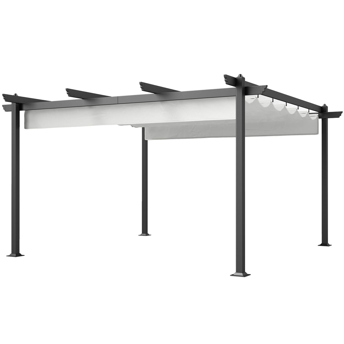 Outsunny 13' x 13' Aluminum Retractable Pergola Canopy, for Garden Patio Backyard Deck, White - 84C-567V00WT