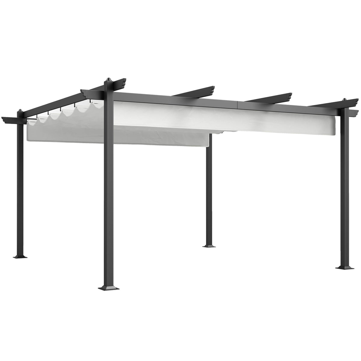 Outsunny 13' x 13' Aluminum Retractable Pergola Canopy, for Garden Patio Backyard Deck, White - 84C-567V00WT