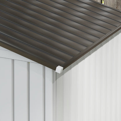 Outsunny EverBase 7' x 4' Outdoor Storage Shed with Foundation Kit, Double Lockable Door & Air Vents, White - 845-030WT