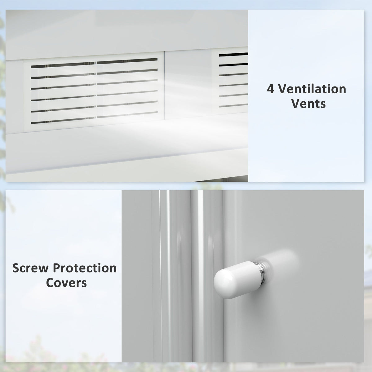 Outsunny EverBase 7' x 4' Outdoor Storage Shed with Foundation Kit, Double Lockable Door & Air Vents, White - 845-030WT