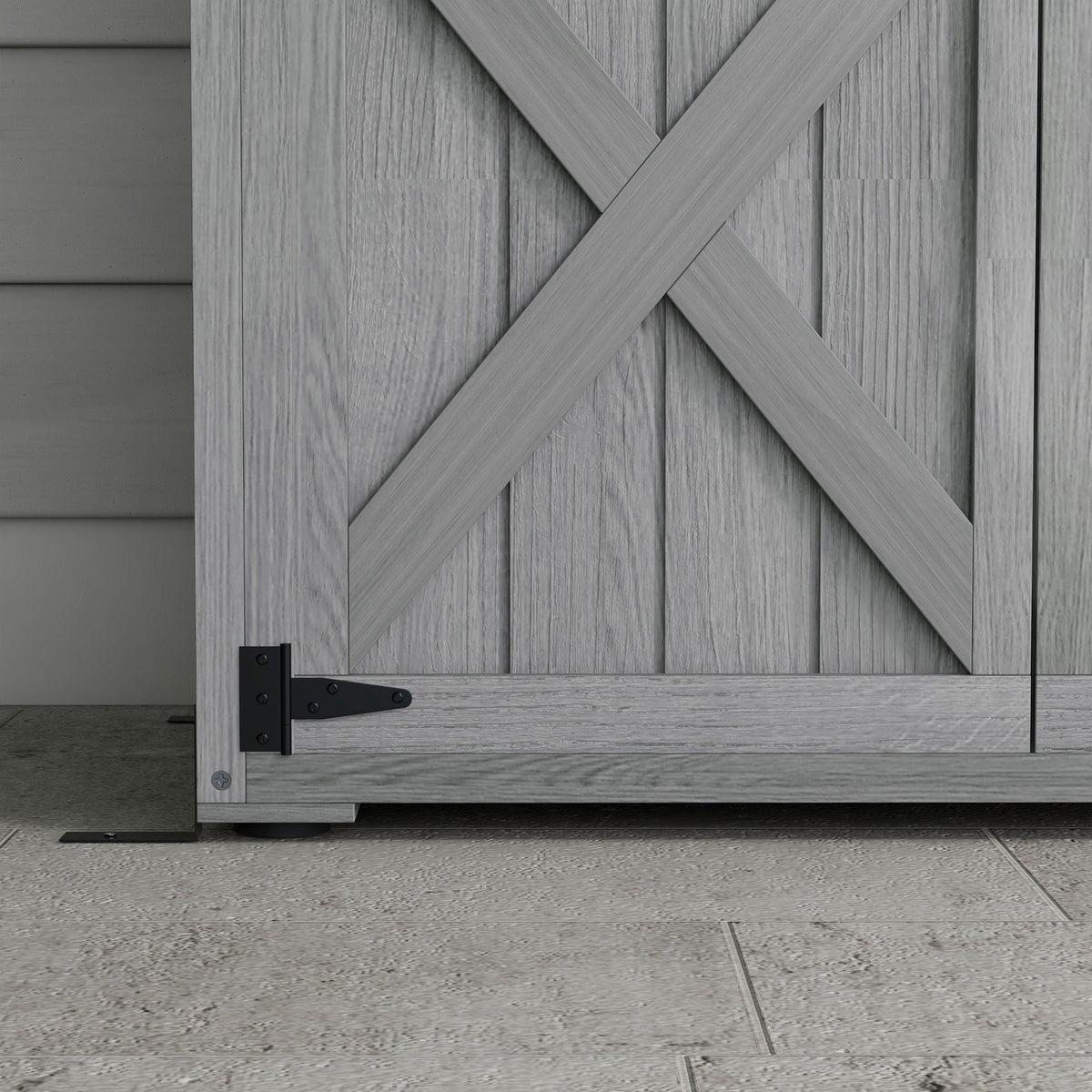 Outsunny Vertical Wood Storage Cabinet with Waterproof Asphalt Roof & Lockable Doors, Gray - 84H-078V00GY