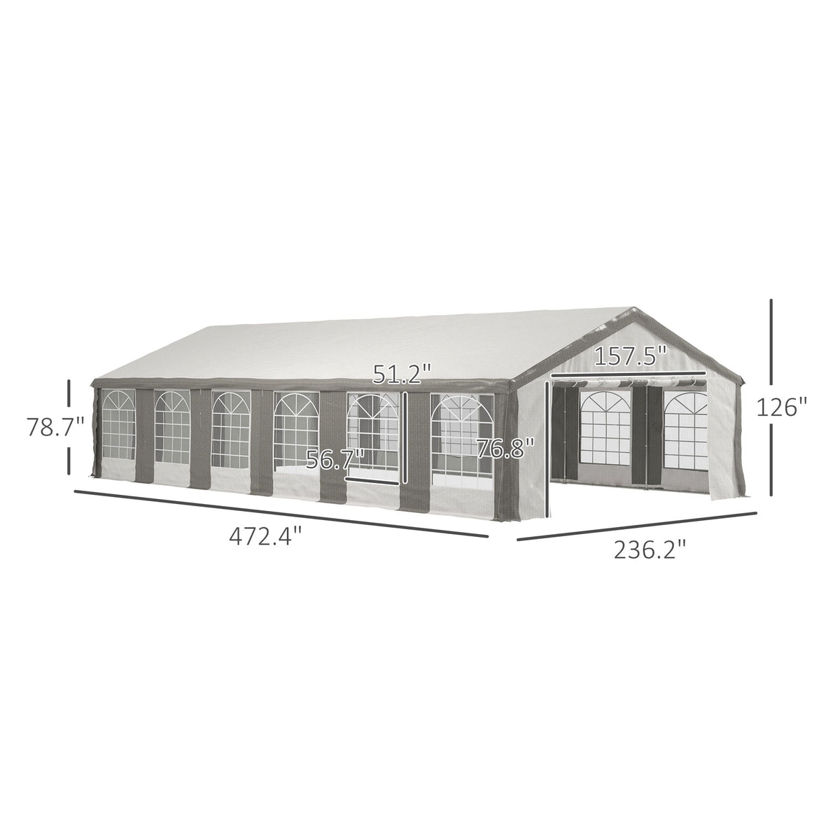 Outsunny 20' x 40' Heavy-Duty Outdoor Party Tent with Sidewalls, Gray - 84C-020V00GY
