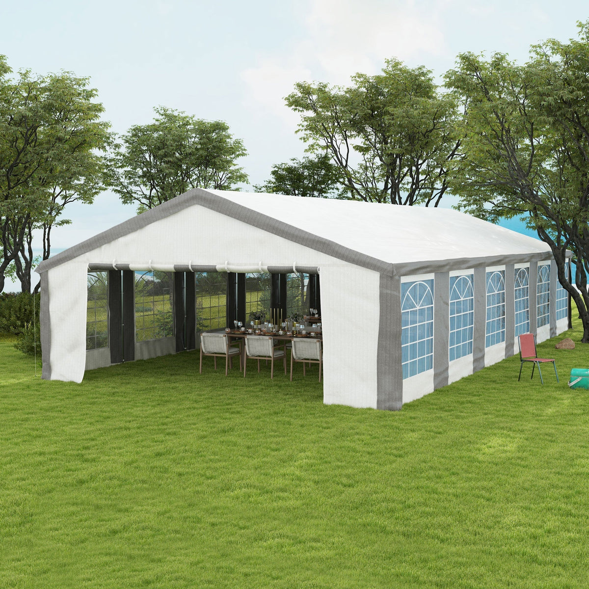 Outsunny 20' x 40' Heavy-Duty Outdoor Party Tent with Sidewalls, Gray - 84C-020V00GY