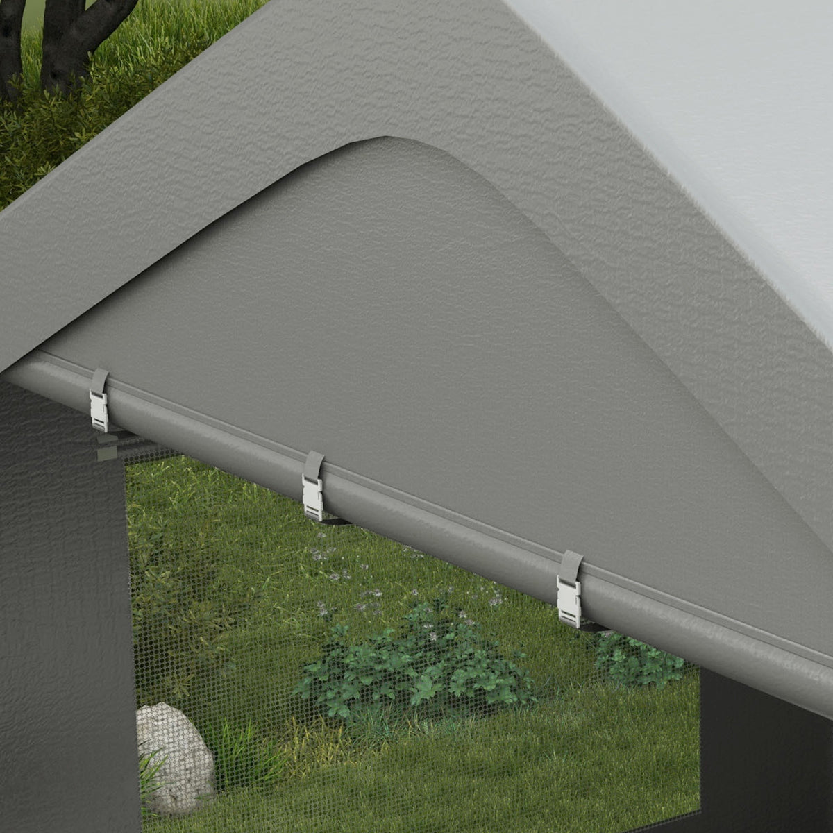 Outsunny 10' x 20' Heavy Duty Portable Garage with 4 Mesh Windows & 2 Doors, Gray - 84C-523V00GY