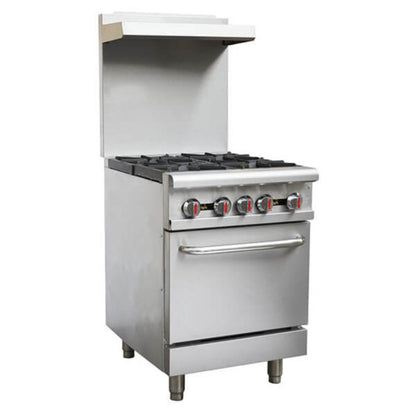 Omcan Natural Gas 4 Burner 24" Range with Standard Oven - 151,000 BTU - Omcan-46024