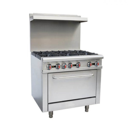 Omcan Liquid Propane 6 Burner 36" Range with Standard Oven - 211,000 BTU - Omcan-46151