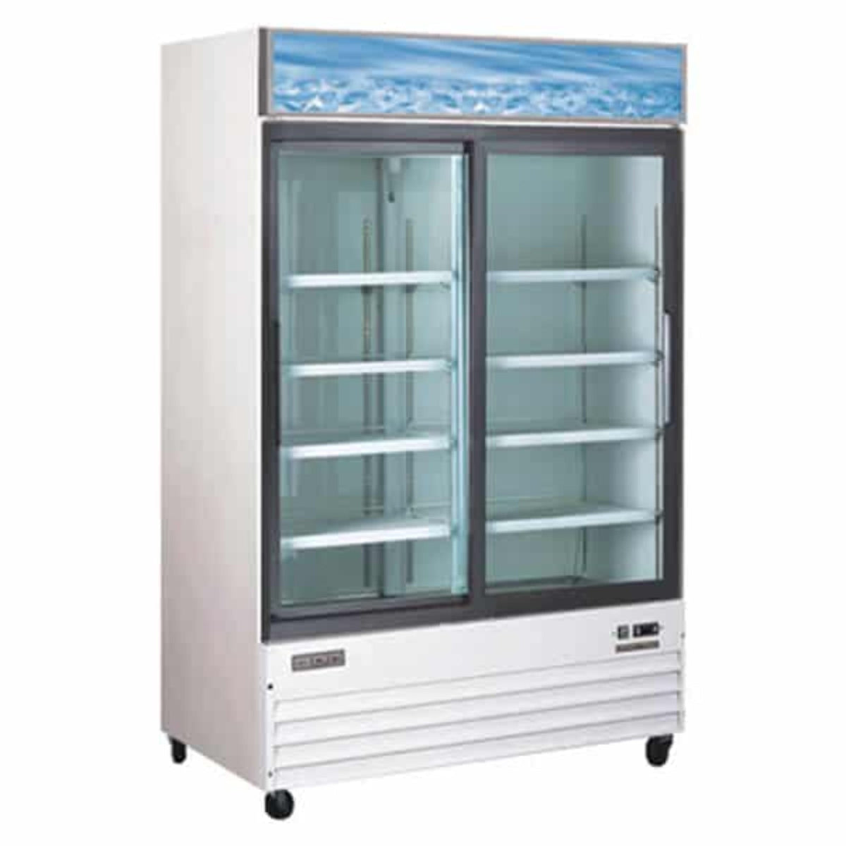 Omcan 53" White Sliding Glass Door Merchandiser Refrigerator - 45 Cu Ft - Omcan-50032