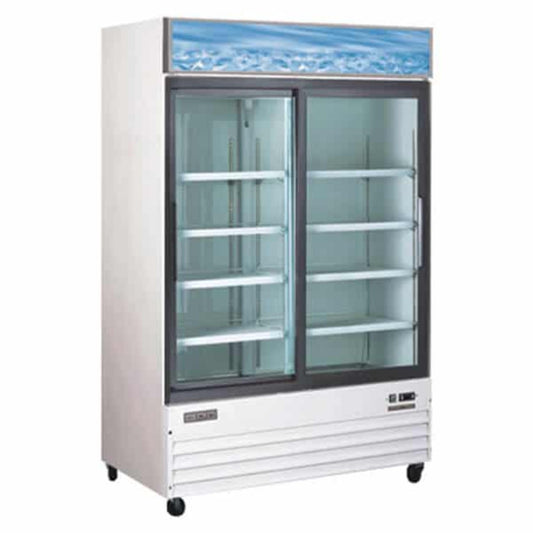 Omcan 53" White Sliding Glass Door Merchandiser Refrigerator - 45 Cu Ft - Omcan-50032
