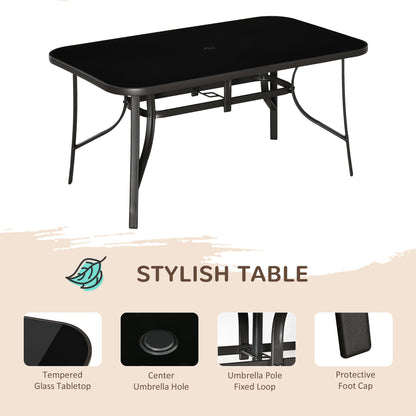 Outsunny 8 Pieces Patio Table and Chairs Set with 9 Ft Patio Umbrella, Gray - 84B-921CG