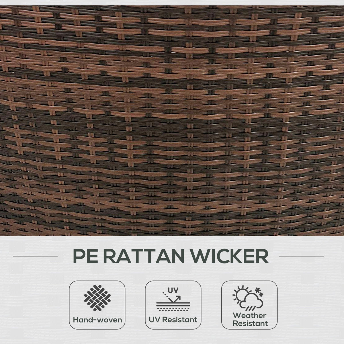 Outsunny 8PC Outdoor Conversation Set w/ 4 Rattan Sofa Chairs, 4 Tables & Umbrella Hole, Mixed Brown - 860-310V00MB