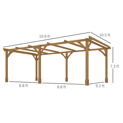 Outsunny 20' x 10' Wood Pergola with Sturdy Grape Trellis for Climbing Plants, Dark Brown - 84C-576V01DR