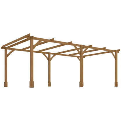Outsunny 20' x 10' Wood Pergola with Sturdy Grape Trellis for Climbing Plants, Dark Brown - 84C-576V01DR