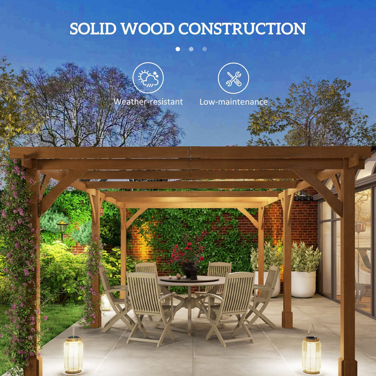 Outsunny 20' x 10' Wood Pergola with Sturdy Grape Trellis for Climbing Plants, Dark Brown - 84C-576V01DR