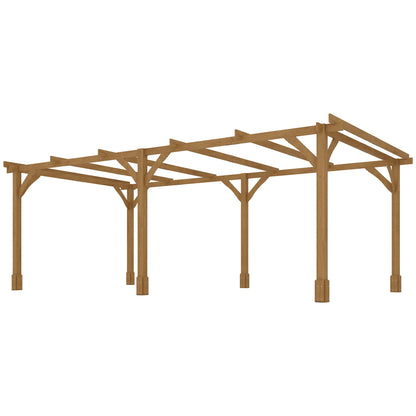 Outsunny 20' x 10' Wood Pergola with Sturdy Grape Trellis for Climbing Plants, Dark Brown - 84C-576V01DR