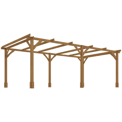 Outsunny 20' x 10' Wood Pergola with Sturdy Grape Trellis for Climbing Plants, Dark Brown - 84C-576V01DR