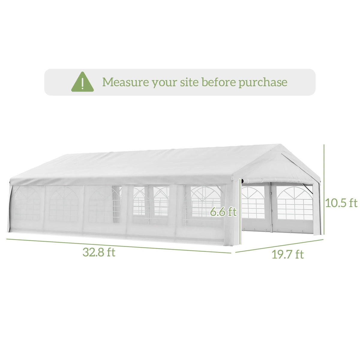 Outsunny 20' x 32' Heavy Duty Party Tent with Removable Sidewalls & Double Doors, White - 100110-047W
