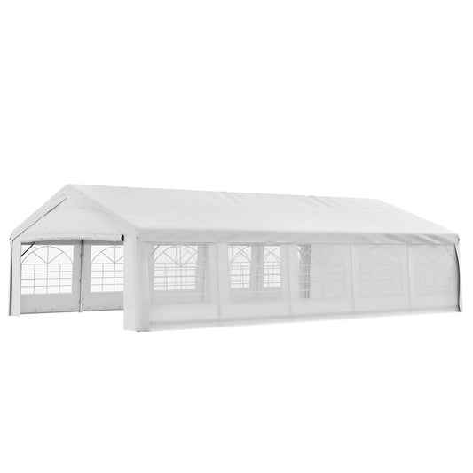 Outsunny 20' x 32' Heavy Duty Party Tent with Removable Sidewalls & Double Doors, White - 100110-047W