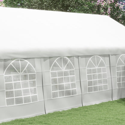 Outsunny 20' x 32' Heavy Duty Party Tent with Removable Sidewalls & Double Doors, White - 100110-047W