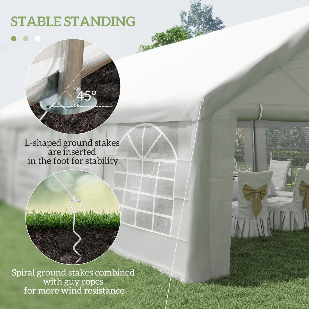 Outsunny 20' x 32' Heavy Duty Party Tent with Removable Sidewalls & Double Doors, White - 100110-047W