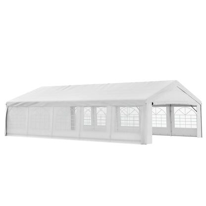 Outsunny 20' x 32' Heavy Duty Party Tent with Removable Sidewalls & Double Doors, White - 100110-047W