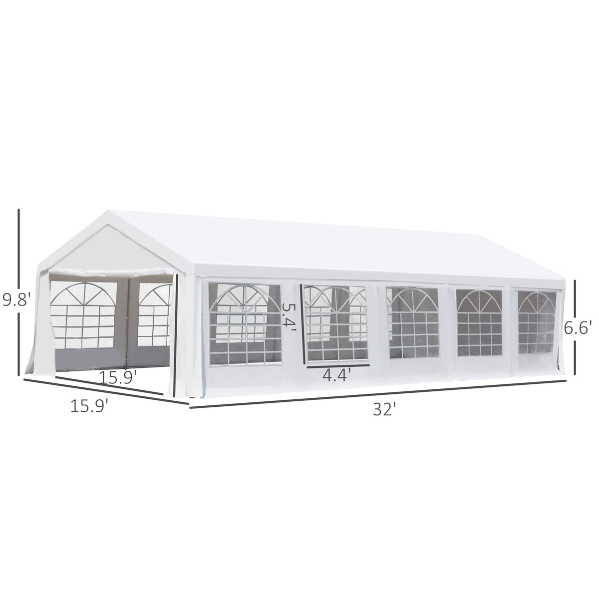 Outsunny 32' x 16' Heavy Duty Party/Wedding Tent with Removable Sidewalls, White - 100110-046W