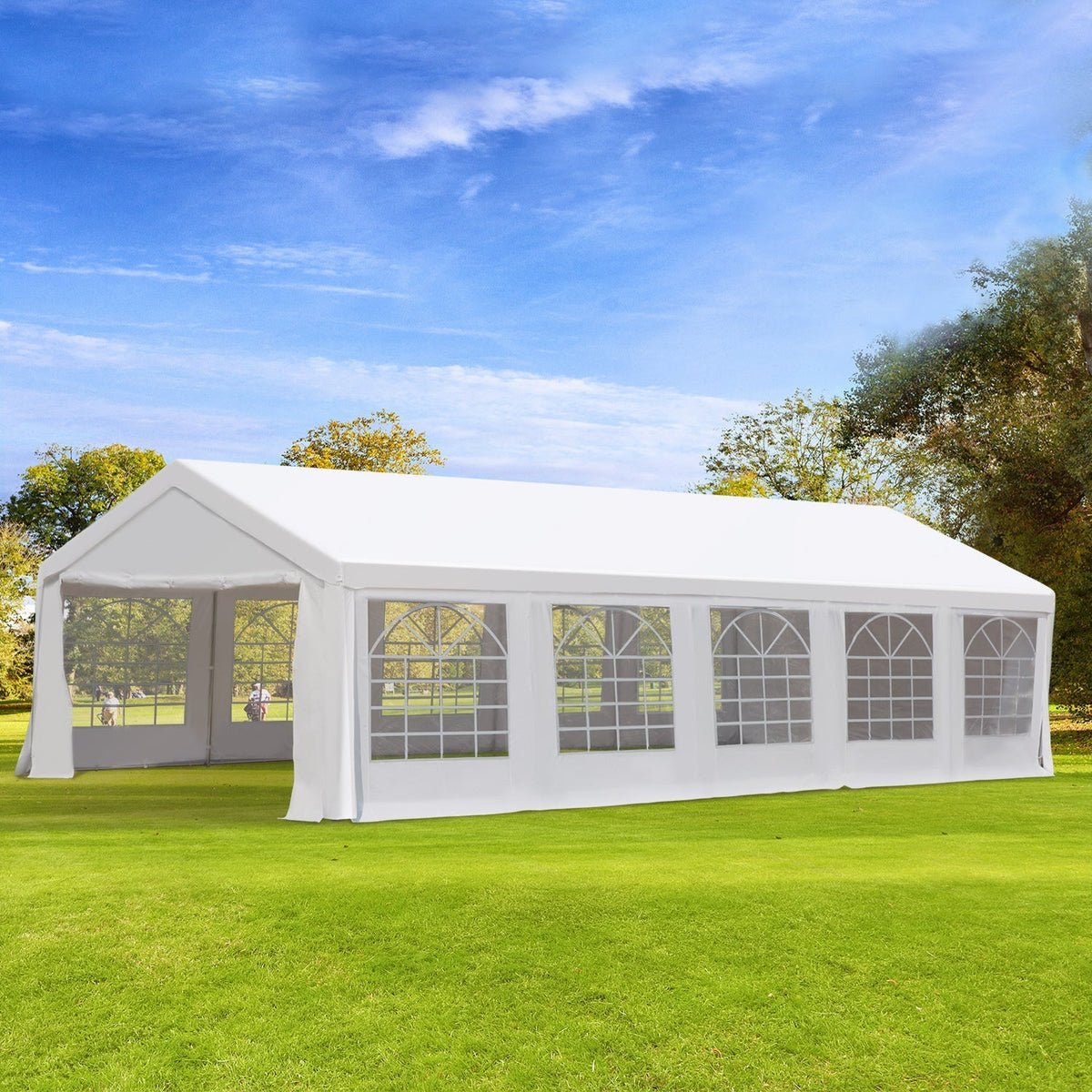 Outsunny 32' x 16' Heavy Duty Party/Wedding Tent with Removable Sidewalls, White - 100110-046W
