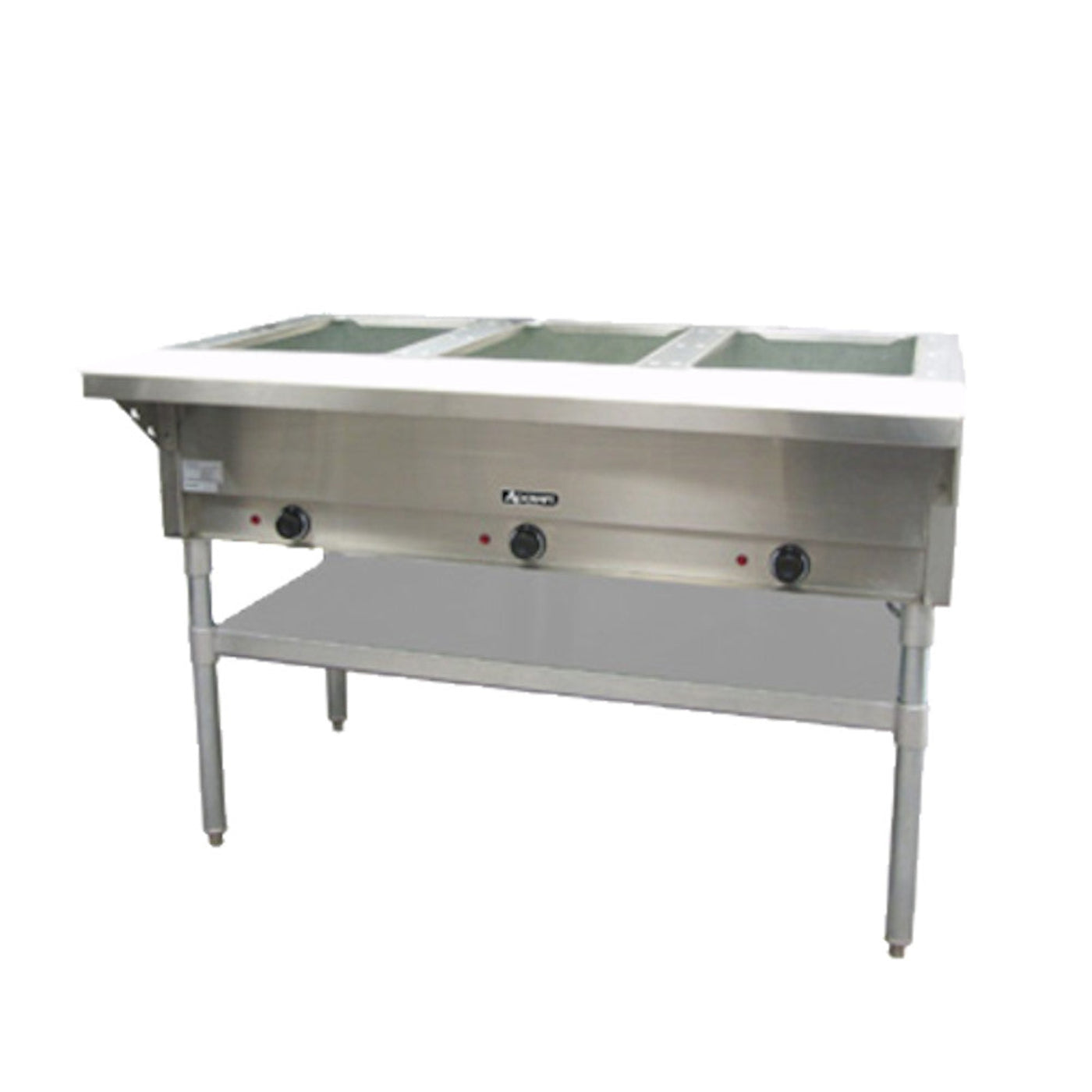 Adcraft ST-120/3 Three Well Electric Steam Table with Stainless Steel Undershelf - 2250 Watts - ACST1203