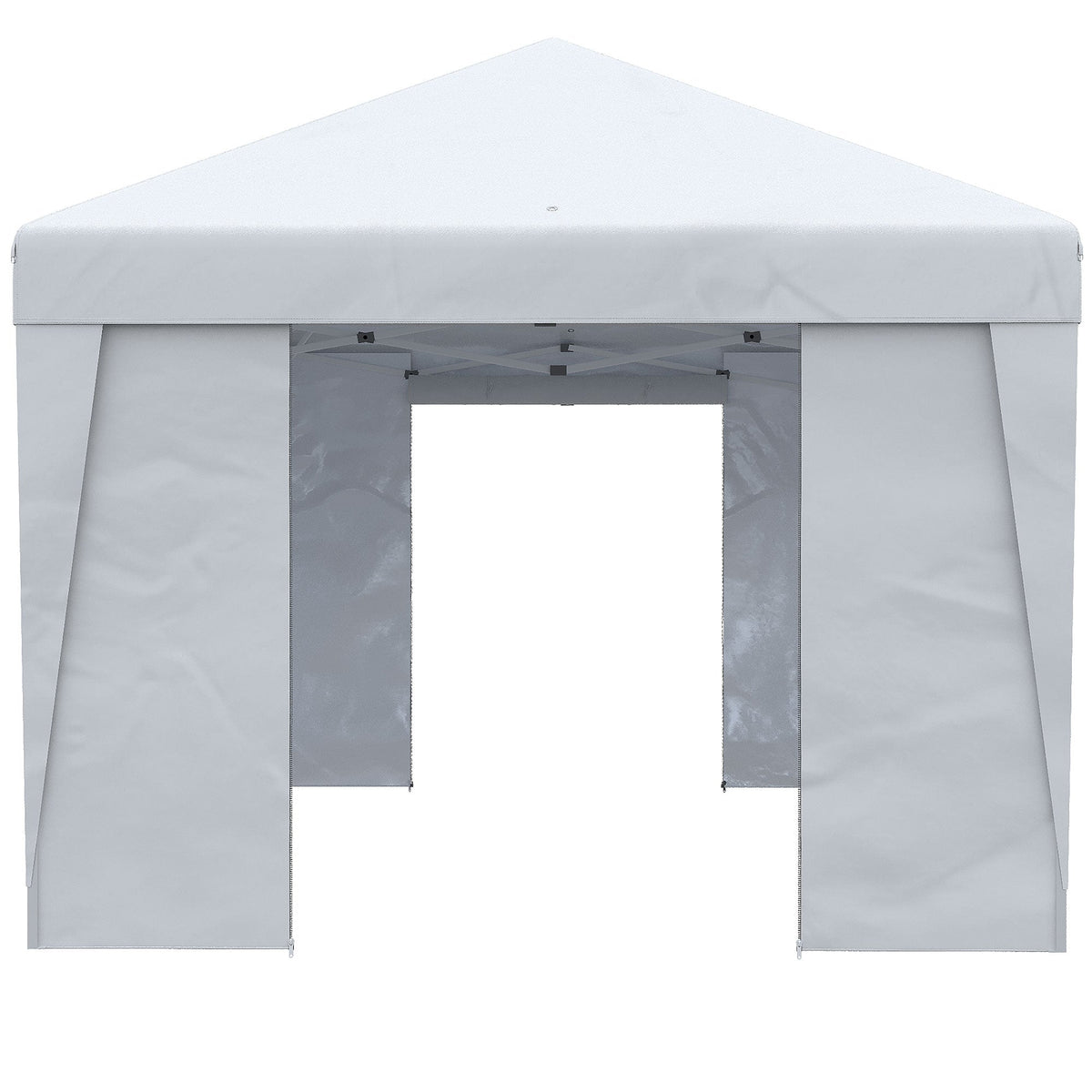 Outsunny 10' x 19.5' Pop Up Canopy Tent with Height Adjustable, Sidewalls, Weight Bags&Carry Bag, White - 84C-404V00WT