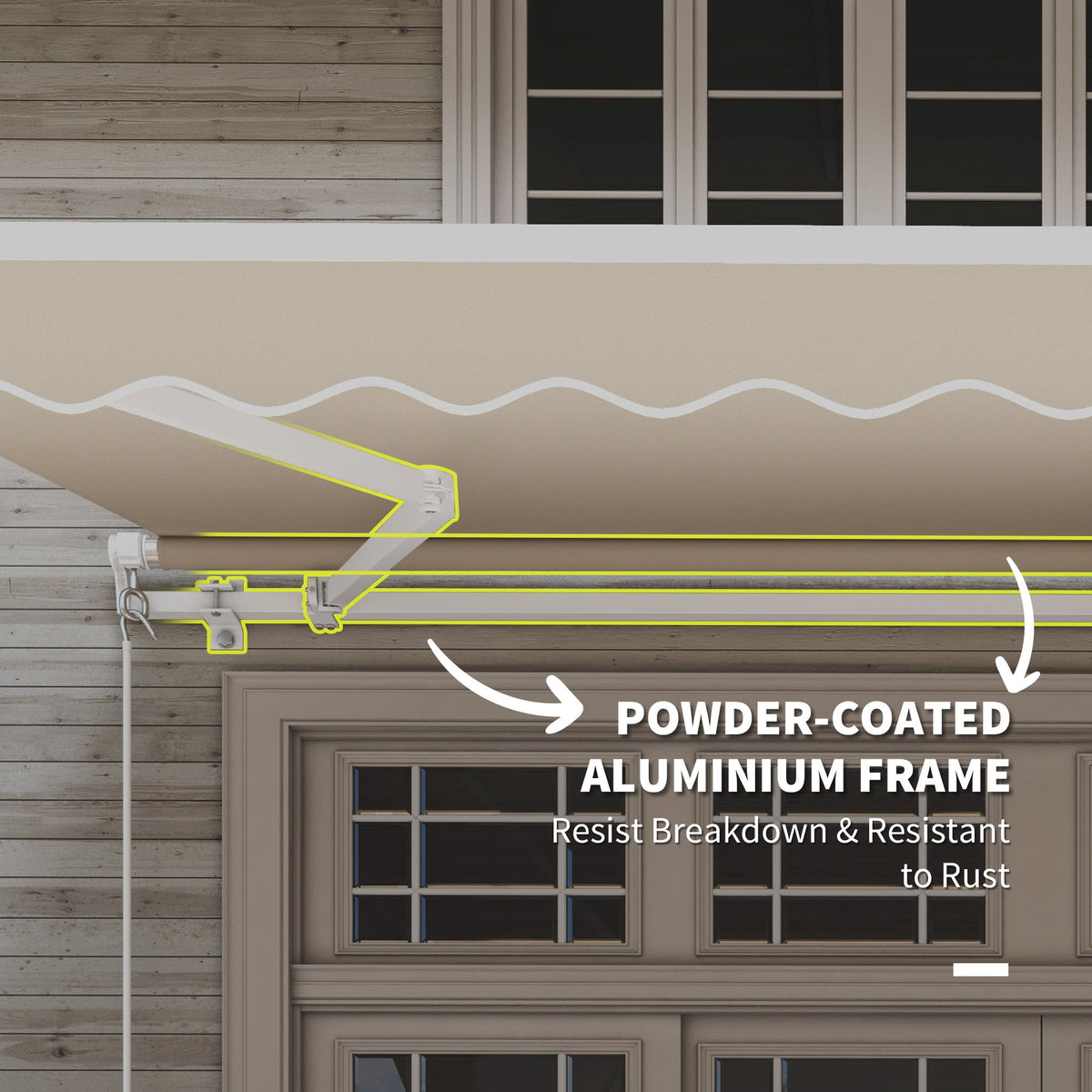 Outsunny 12' x 10' Retractable Patio Awning with Manual Crank, UV/Water-Resistant Fabric, Cream White - 840-207CW