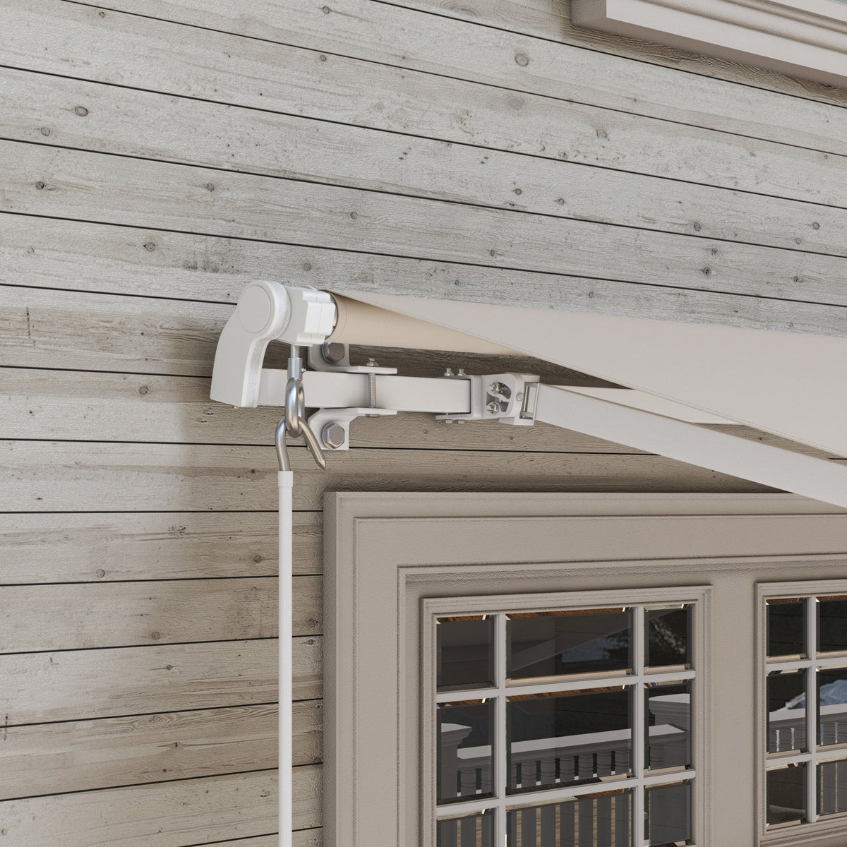 Outsunny 12' x 10' Retractable Patio Awning with Manual Crank, UV/Water-Resistant Fabric, Cream White - 840-207CW