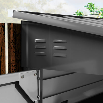 Outsunny 4.6' x 9' Steel Outdoor Storage Shed, with Foundation Kit, Lockable Doors and Gloves, Dark Gray - 845-841V01CG